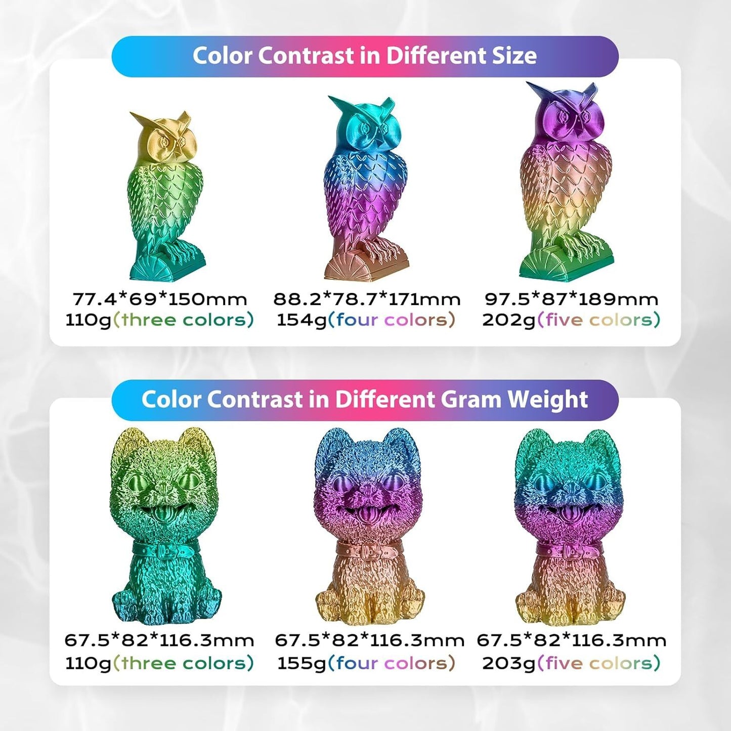 Silk Rainbow PLA Filament 1.75Mm Silk PLA 3D Printer Filament Shiny Fast Color C
