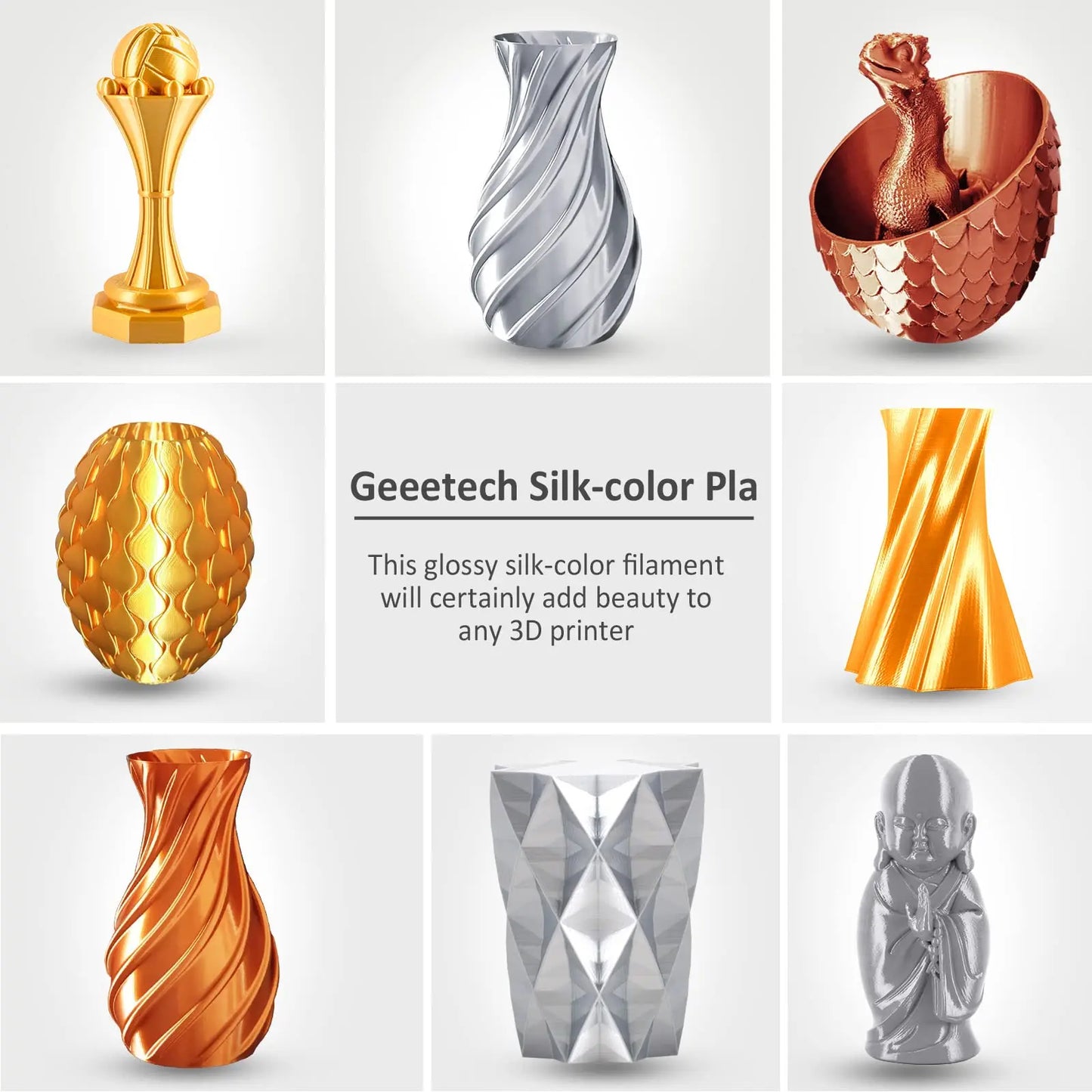 Printify3d Silk PLA Filament – 1.75mm, 1KG Spool – Glossy Finish