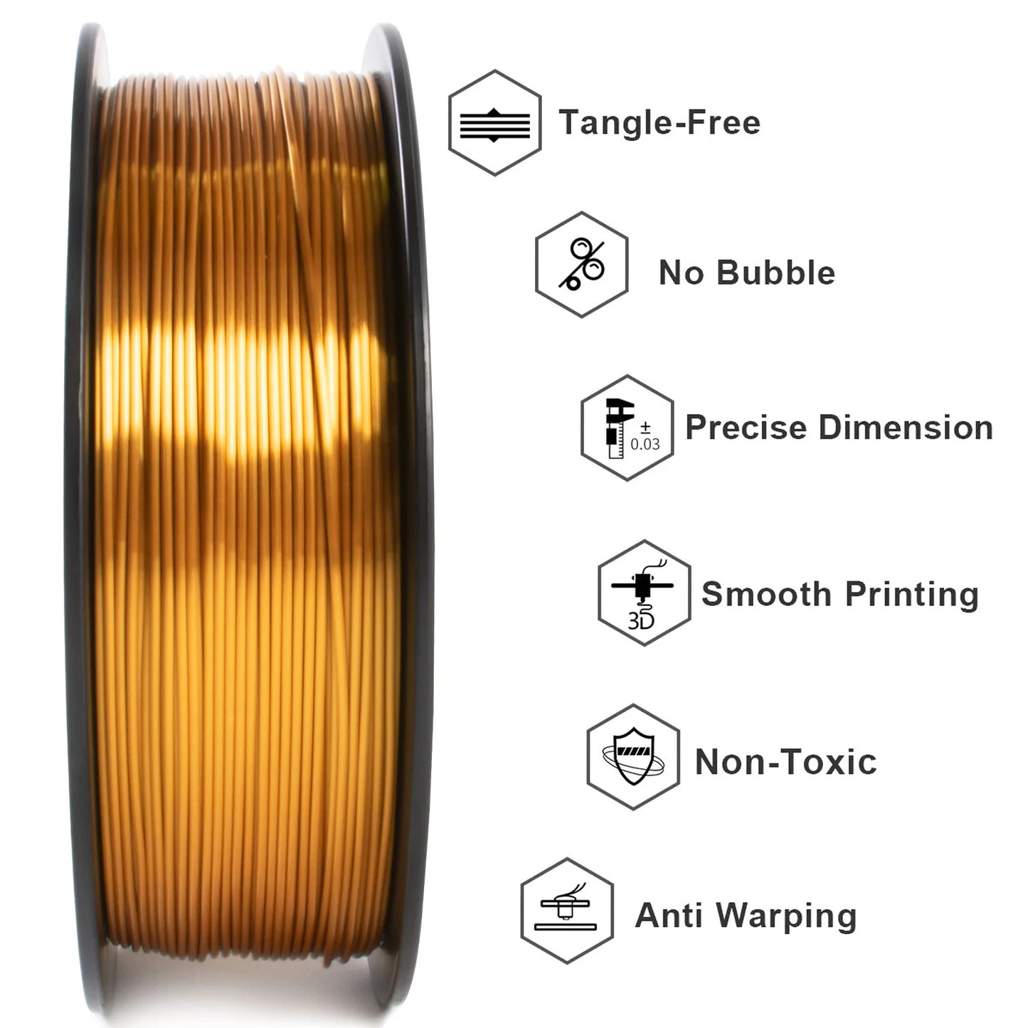Printify3d Silk PLA Filament – 1.75mm, 1KG Spool – Glossy Finish